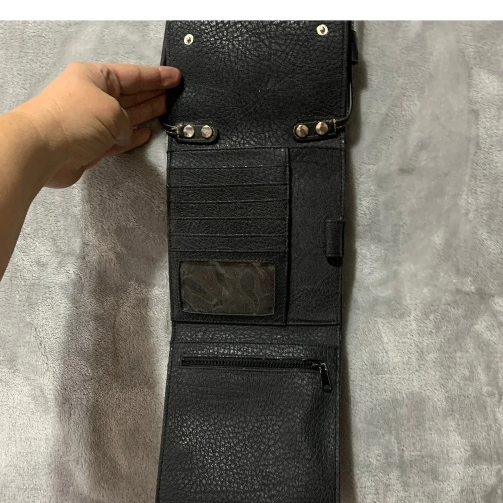 Esprit Black Crossbody Wallet Bag‎ Organizer Multi Compartment Small Purse Vtg